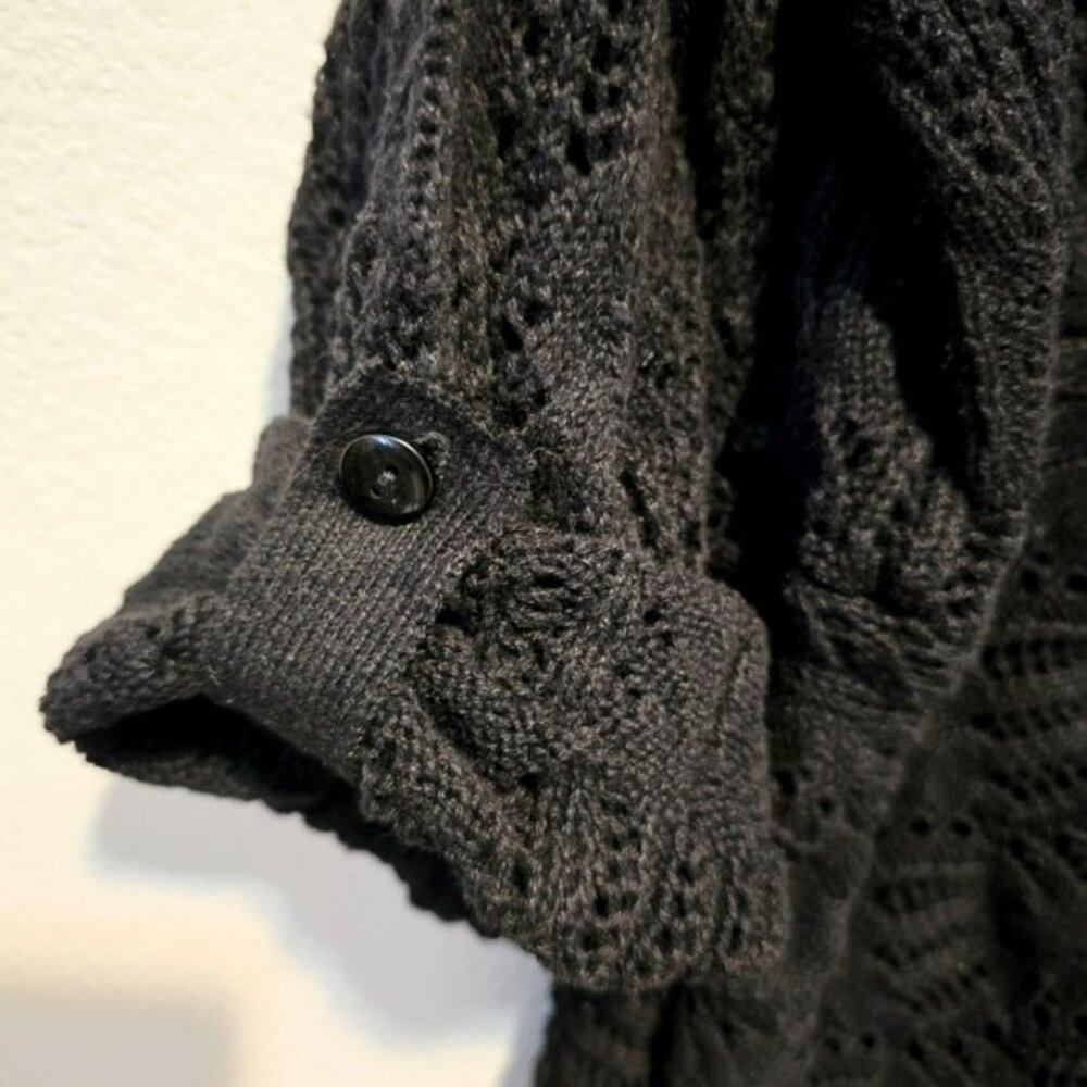 Woman Within Women's Open Front Cardigan Sweater Black Size 1X Long Flowy Knit - Picture 16 of 16